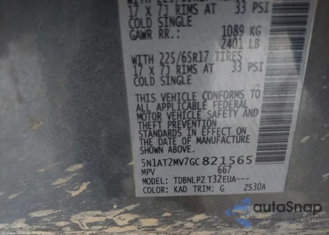 2016 Nissan Rogue S/Sl/Sv z USA, uszkodzony, nr VIN 5N1AT2MV7GC821565